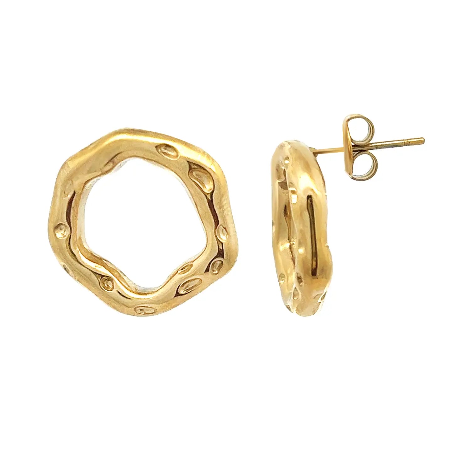 Brincos argola texturizado em aço inoxidável