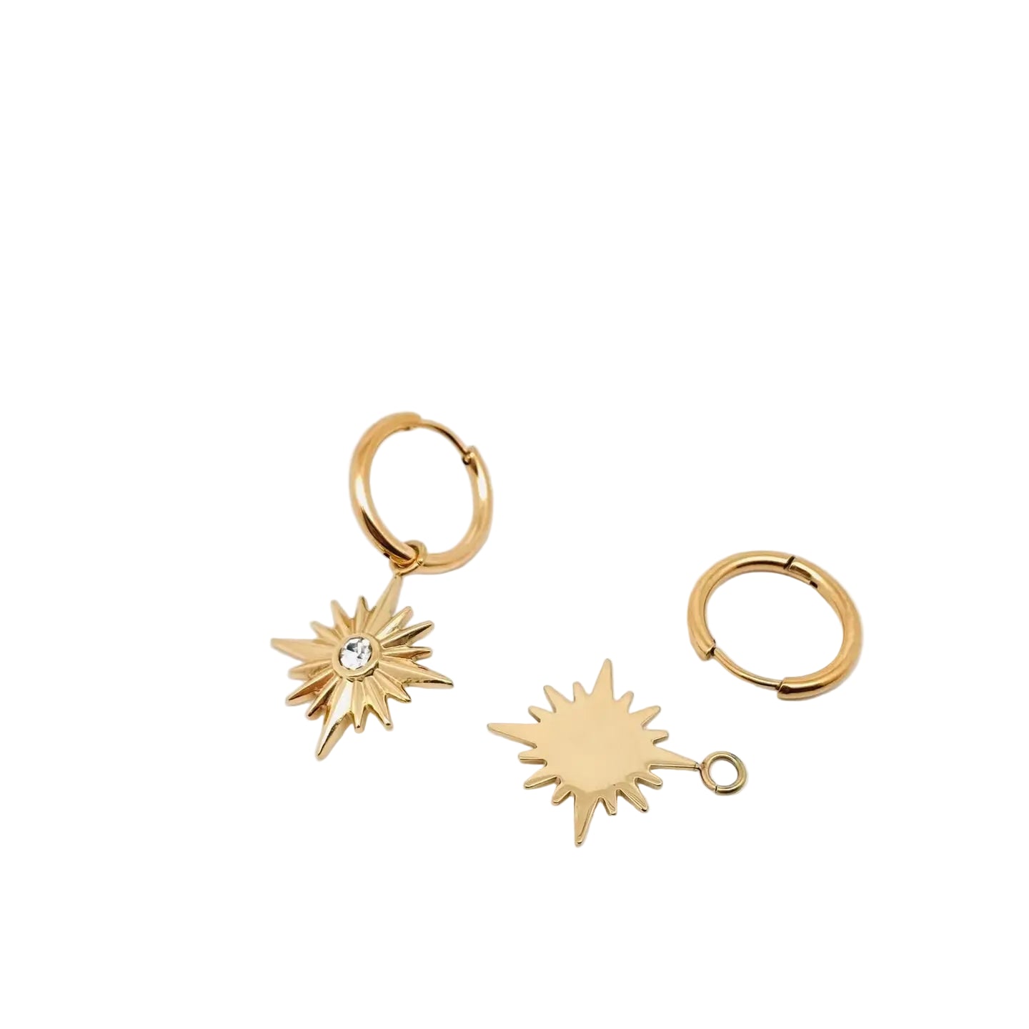 Brincos Argola com Pingente Estrela do Norte