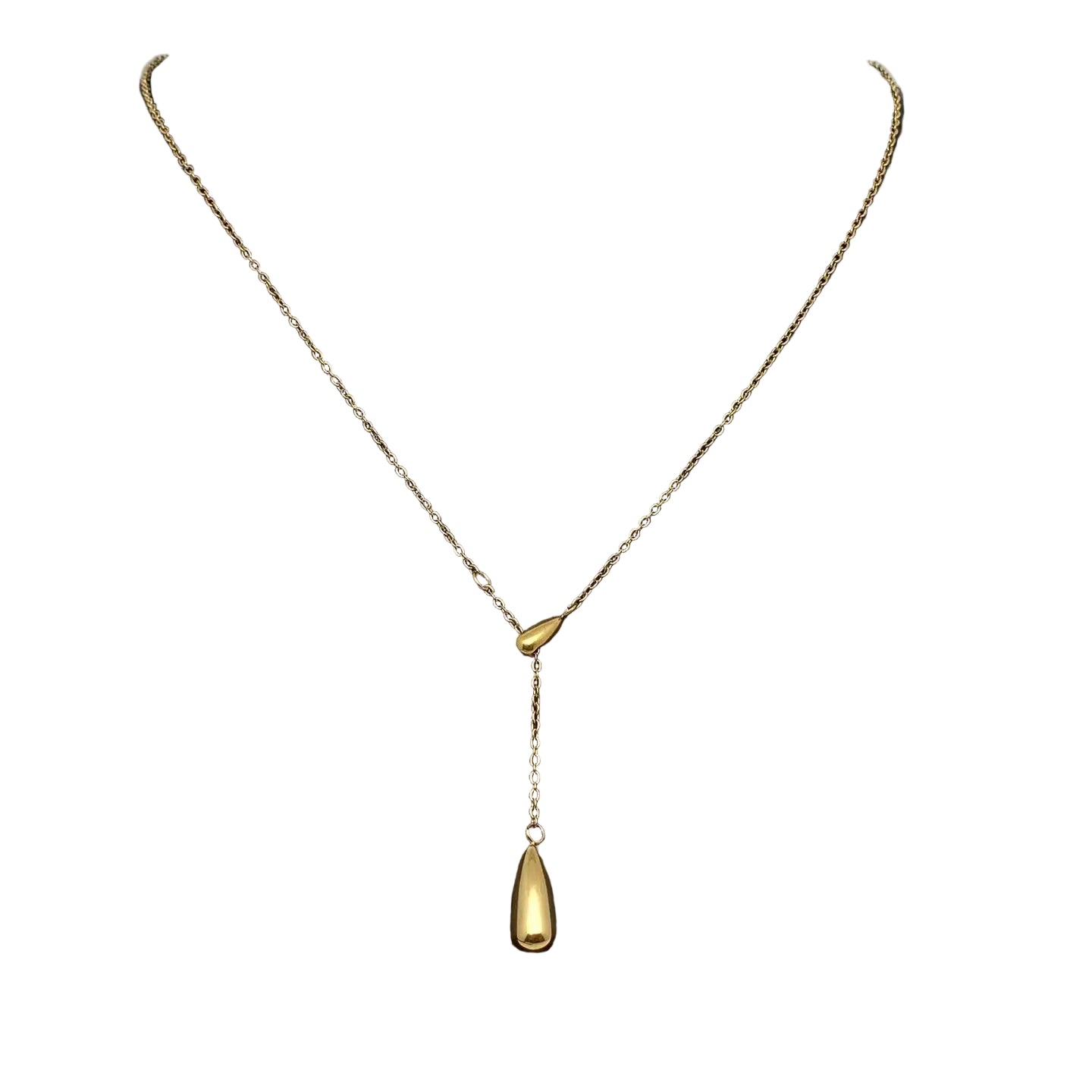 Colar Duplo Leardrop em Aço Inoxidável com Banhado a Ouro