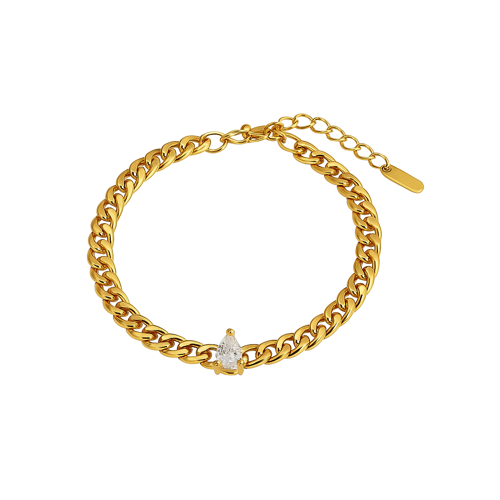 Pulseira corrente com gota em Zircónia
