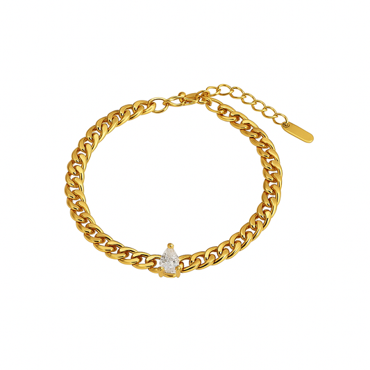 Pulseira corrente com gota em Zircónia