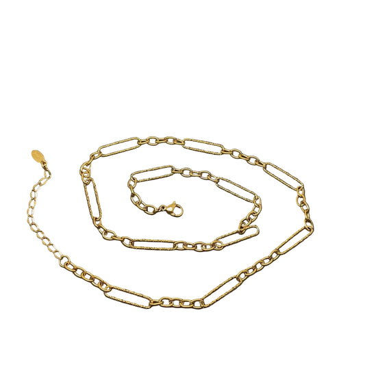 Colar Corrente de Elos Múltiplos de Aço Inoxidável 18K Dourada