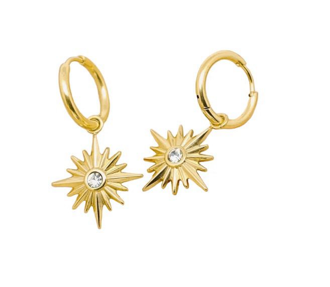 Brincos Argola com Pingente Estrela do Norte