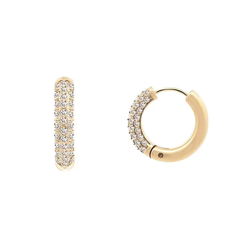 Brincos Argola Click Duplo Cravejado